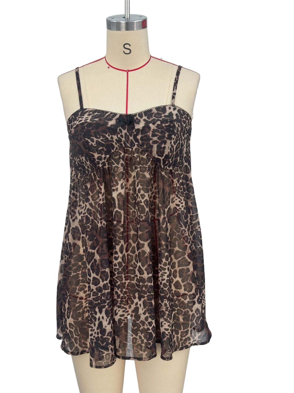 Longline Swing Cami Top With Adjustable Straps - Leopard - 6