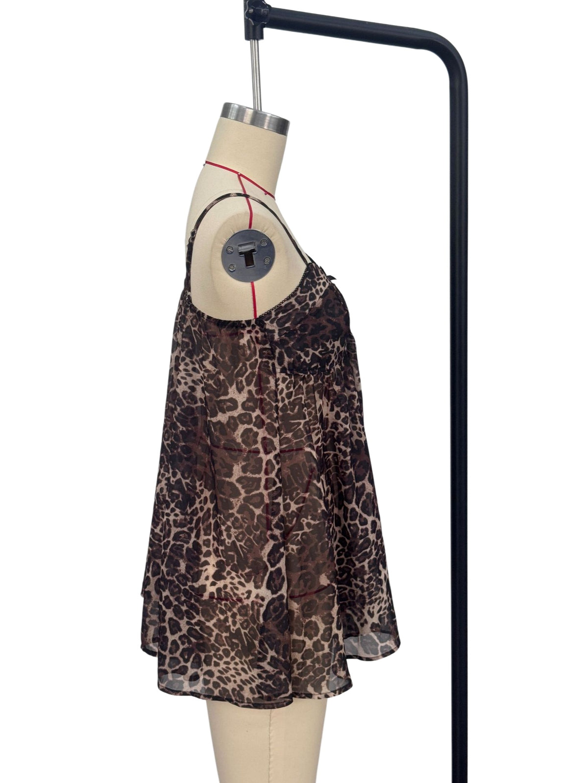 Longline Swing Cami Top With Adjustable Straps - Leopard - 7