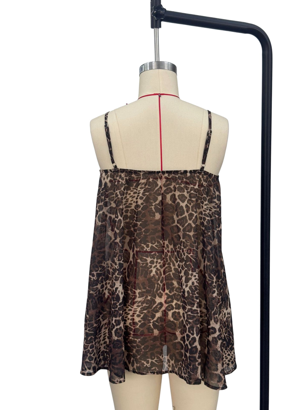 Longline Swing Cami Top With Adjustable Straps - Leopard - 8