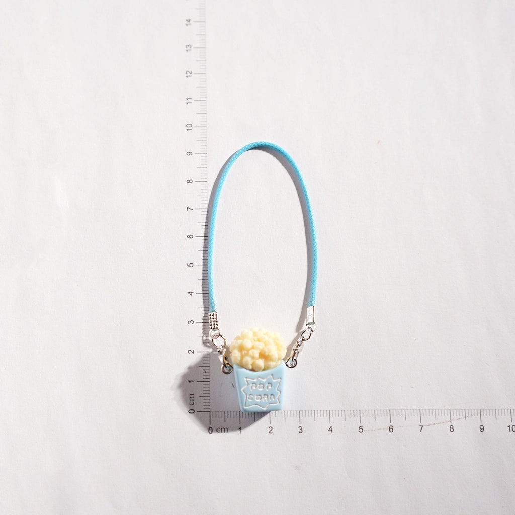 Mini Popcorn Bucket Bag Charm Keychain - Skyblue