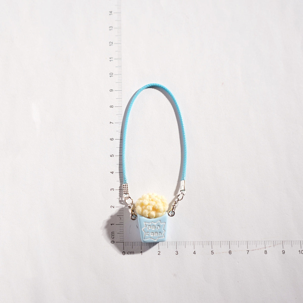 Mini Popcorn Bucket Bag Charm Keychain - Skyblue