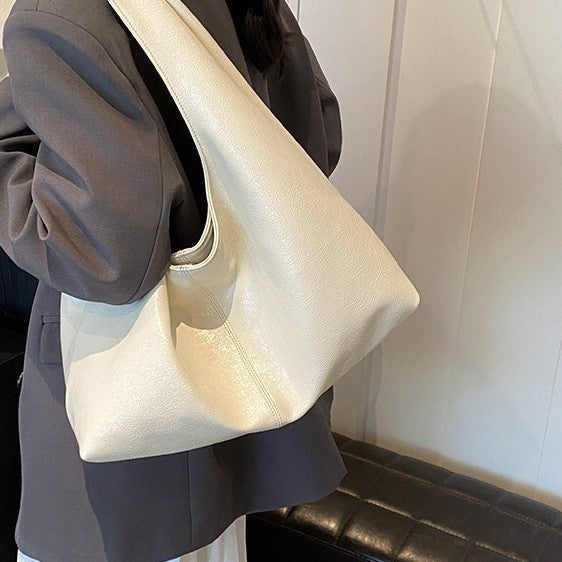 Slouchy Glossy Faux Leather Hobo Bag