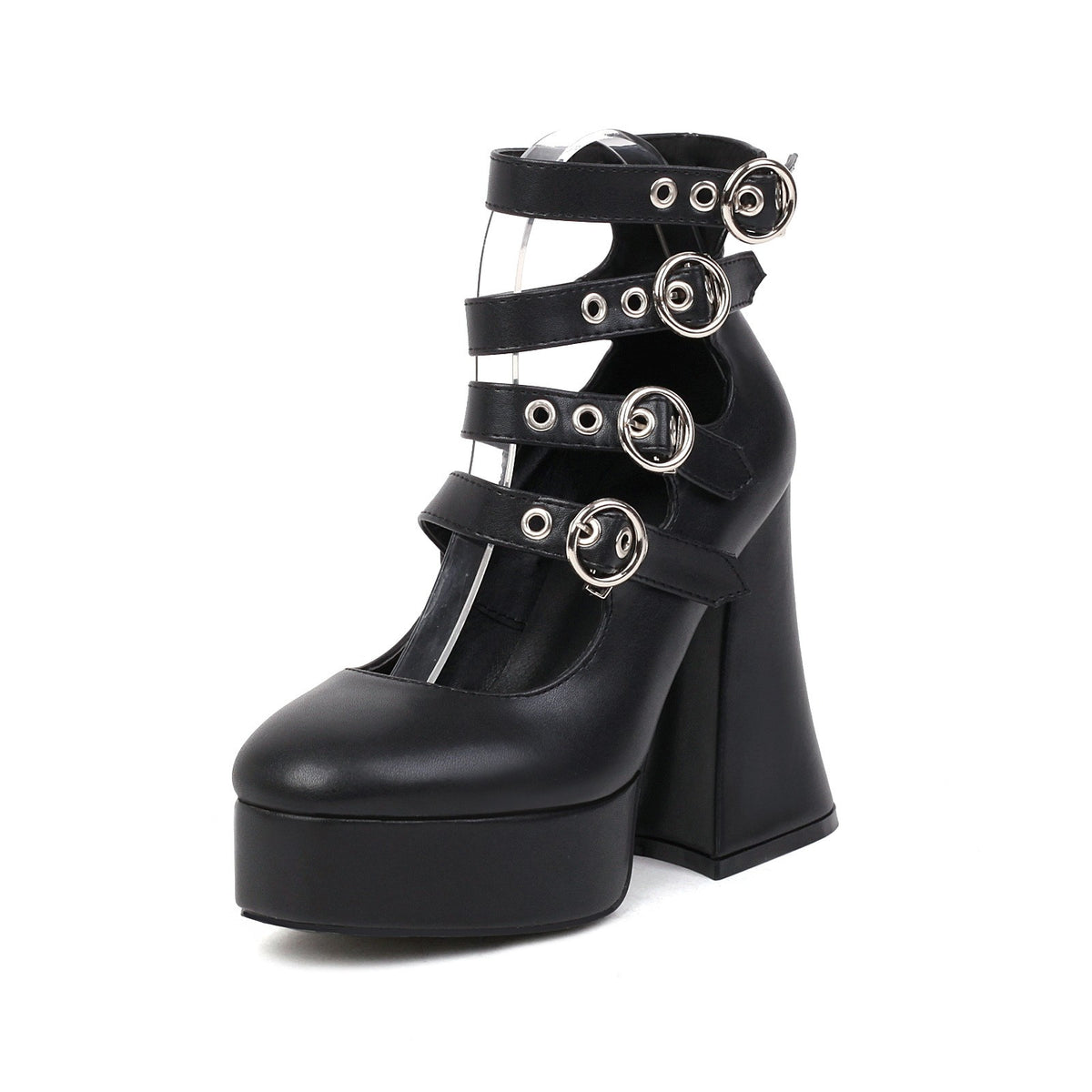 Multi Buckle Platform Mary Jane Heels