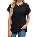 Loose Rolled Sleeve Crew Neck Tee - Color_1