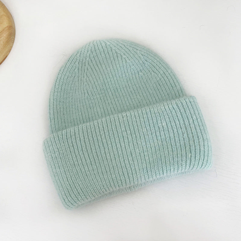 Fuzzy Angora Ribbed Cuffed Beanie - Green