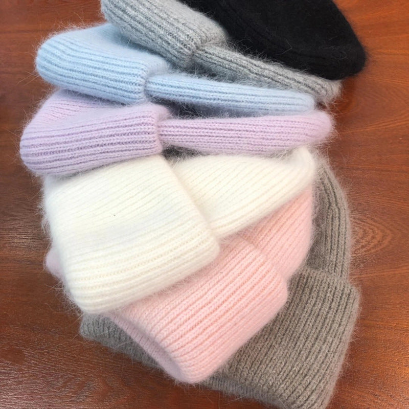 Fuzzy Angora Ribbed Cuffed Beanie - view 1