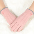 Fleece Lined Touchscreen Gloves With Contrast Trim - Pink