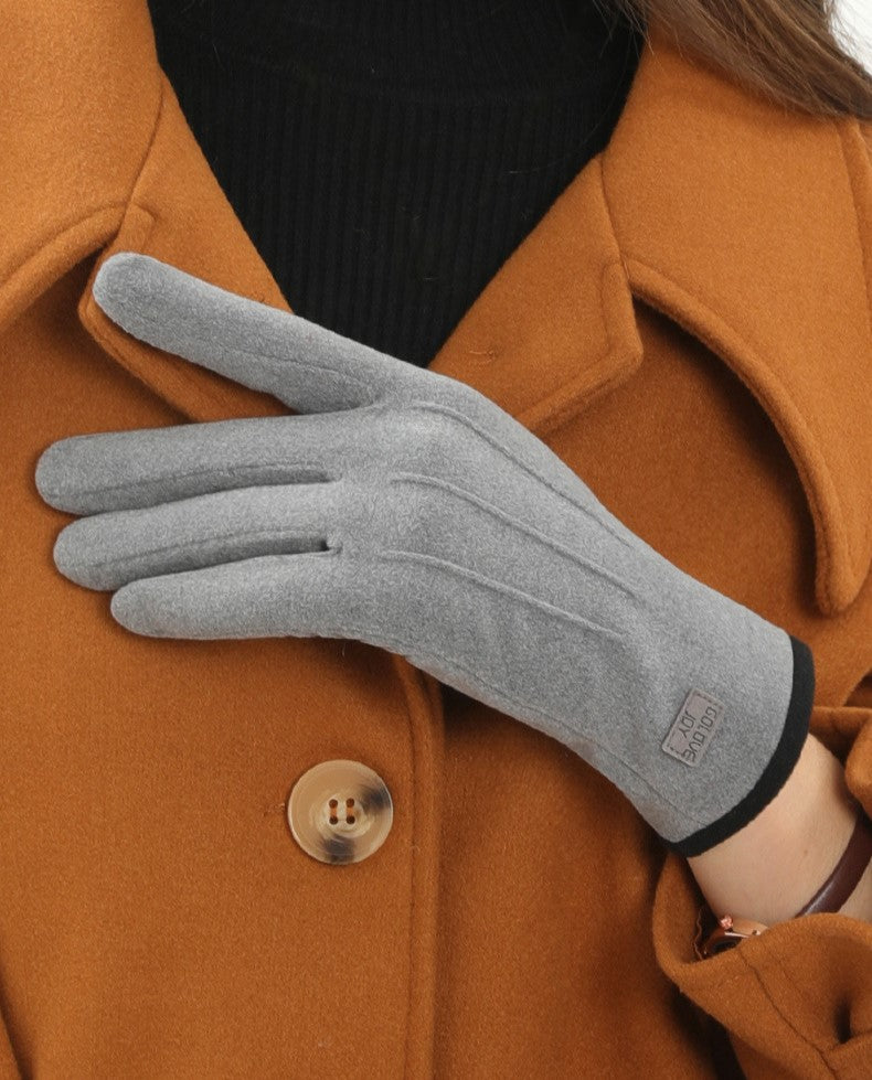 Fleece Lined Touchscreen Gloves With Contrast Trim - view 1