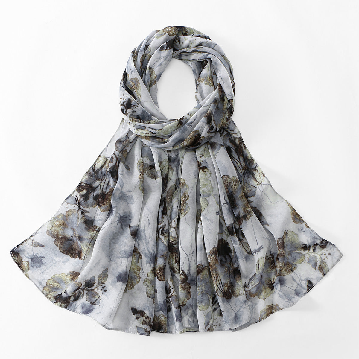 Blossom Print Sheer Long Wrap Scarf - C10