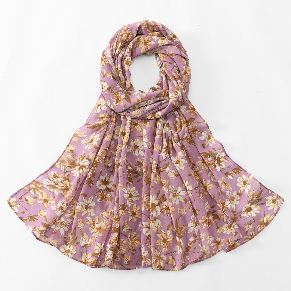 Blossom Print Sheer Long Wrap Scarf - C3