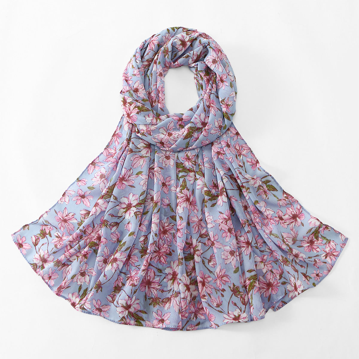 Blossom Print Sheer Long Wrap Scarf - C4