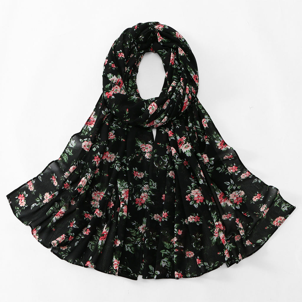 Blossom Print Sheer Long Wrap Scarf - C6