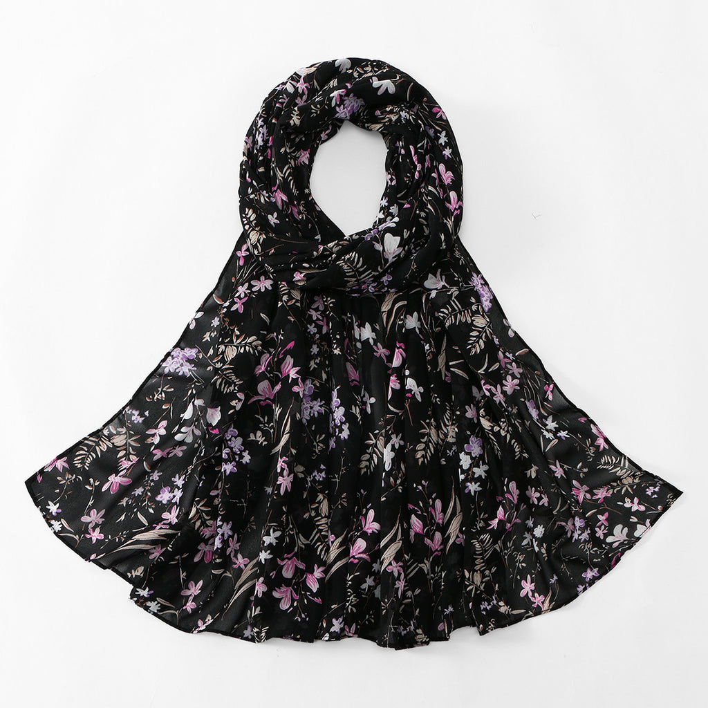 Blossom Print Sheer Long Wrap Scarf - C7