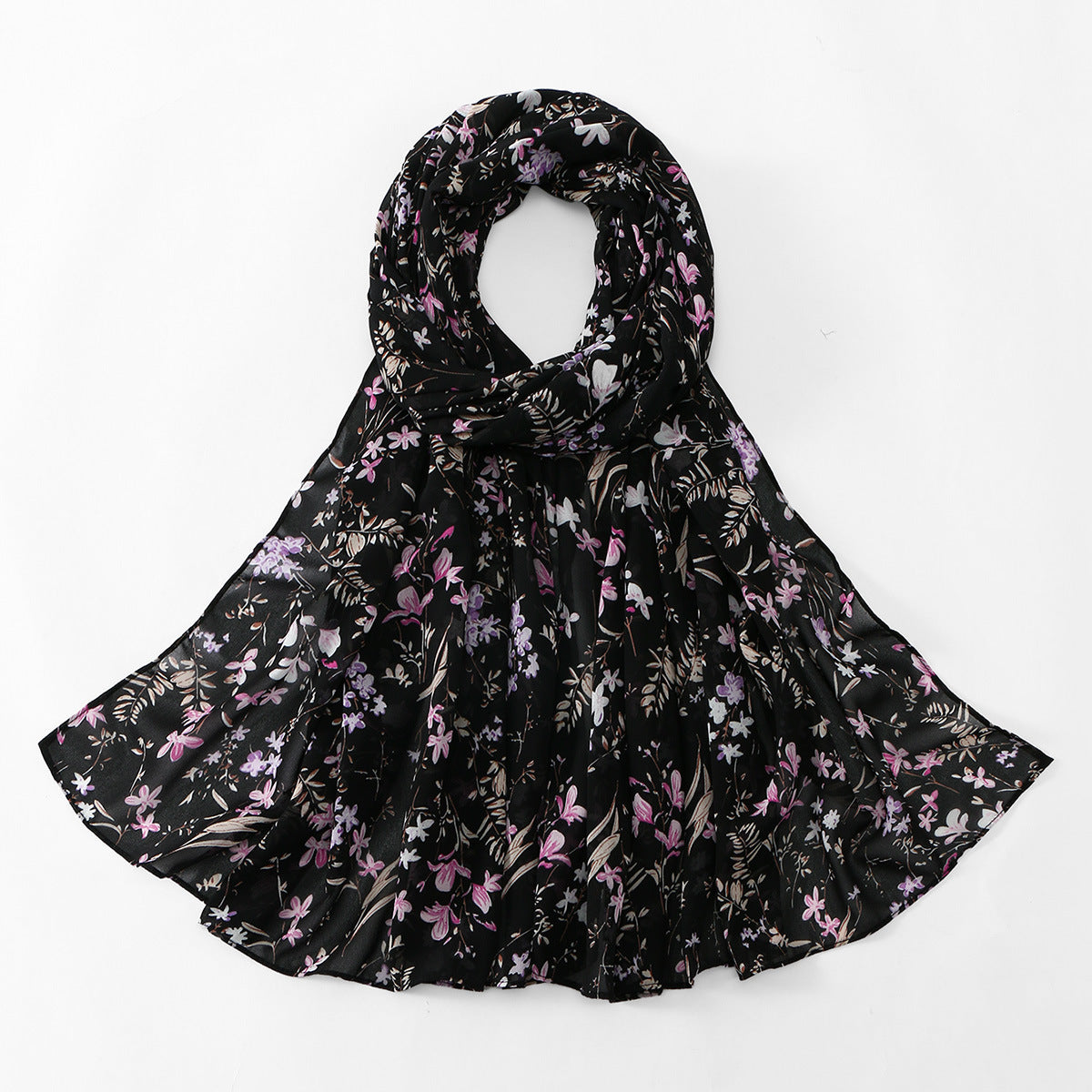 Blossom Print Sheer Long Wrap Scarf - C7