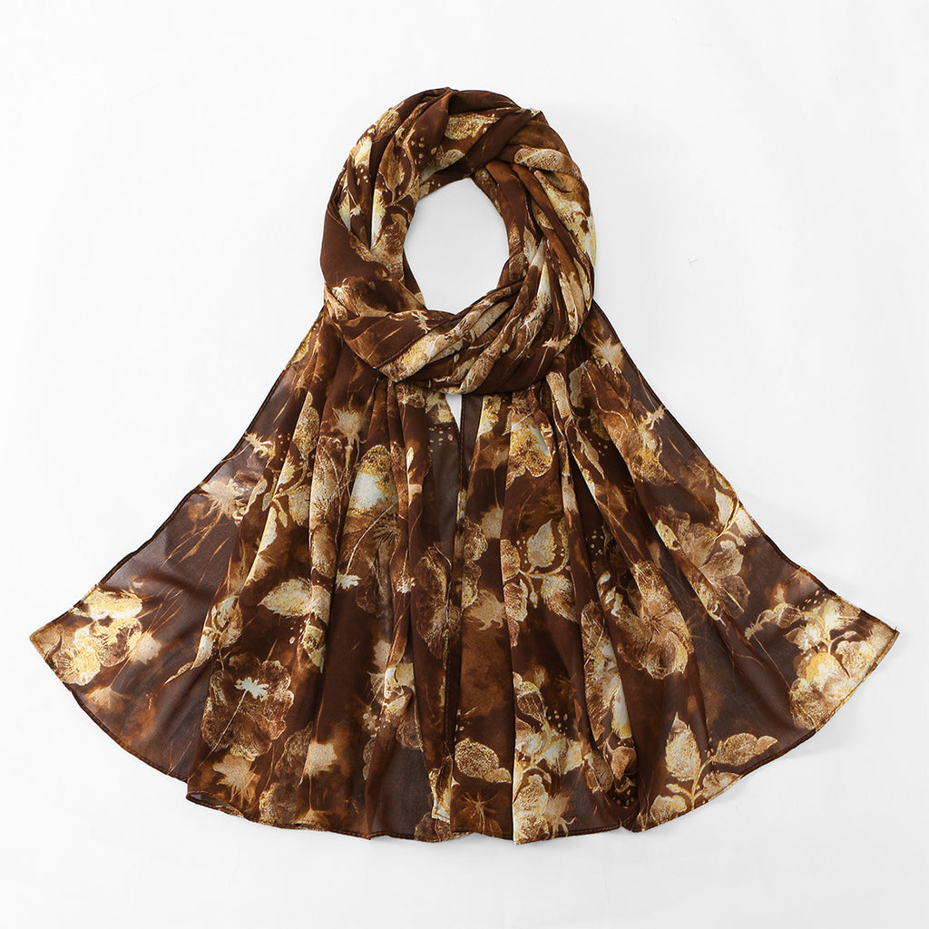 Blossom Print Sheer Long Wrap Scarf - C8
