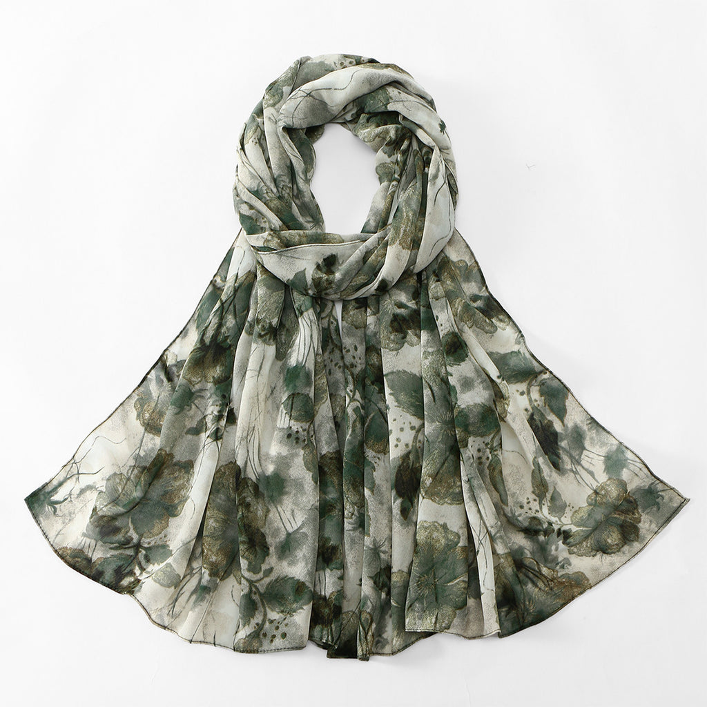 Blossom Print Sheer Long Wrap Scarf - C9
