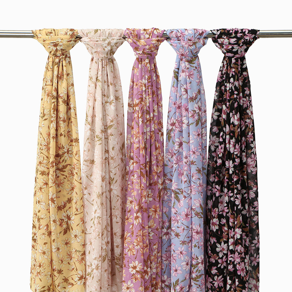 Blossom Print Sheer Long Wrap Scarf - view 1
