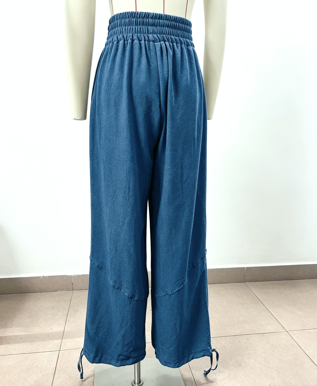Tie Cuff Wide Leg Harem Pants - DarkBlue - 1