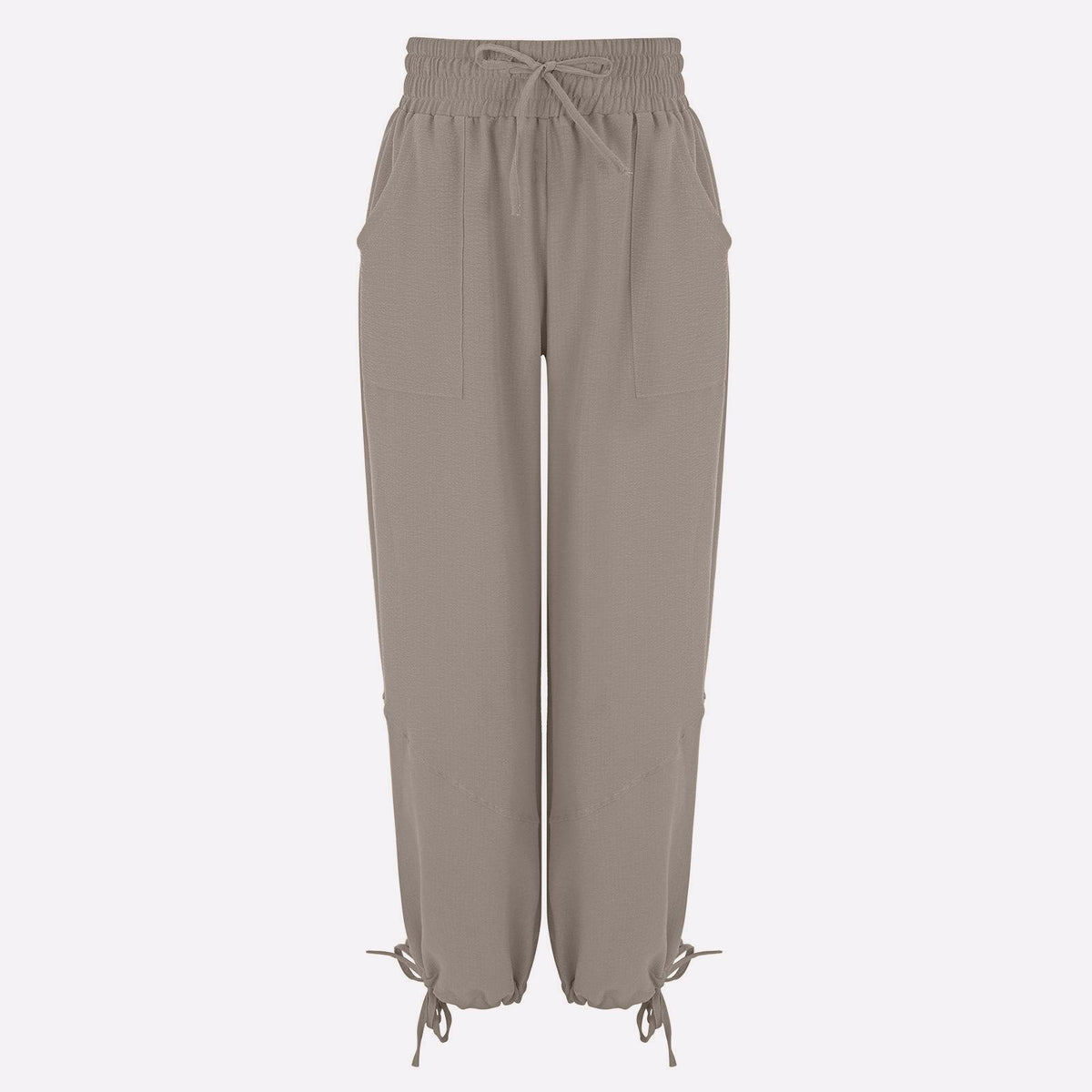 Tie Cuff Wide Leg Harem Pants - Grey