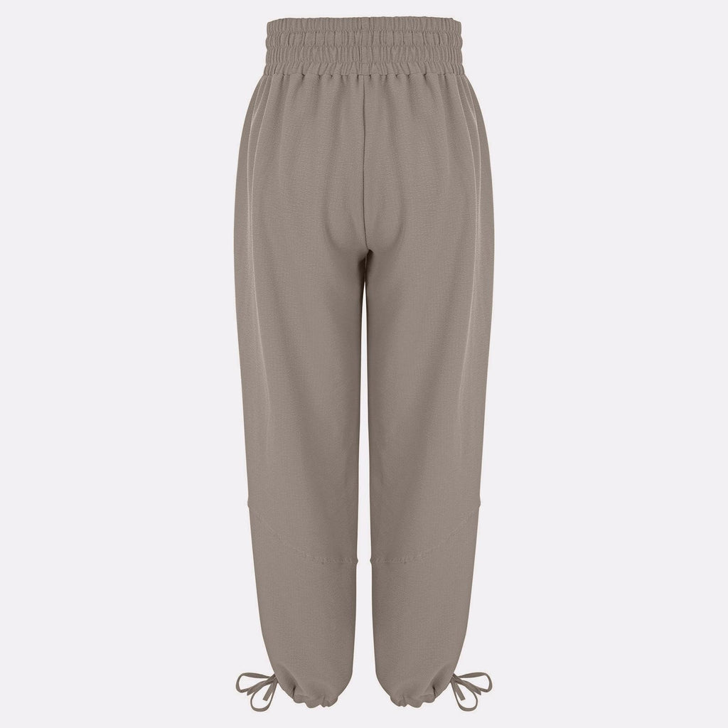 Tie Cuff Wide Leg Harem Pants - Grey - 1