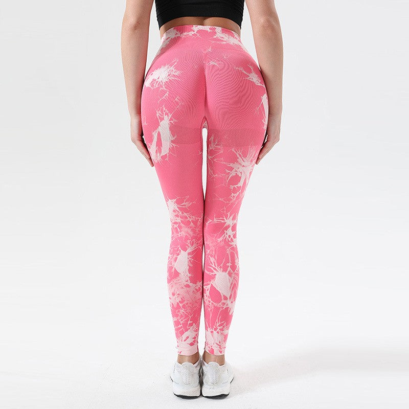 Tie Dye Seamless Ribbed Scrunch Butt Gym Leggings