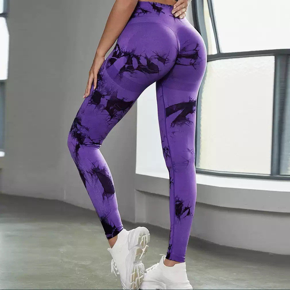 Tie Dye Seamless Ribbed Scrunch Butt Gym Leggings