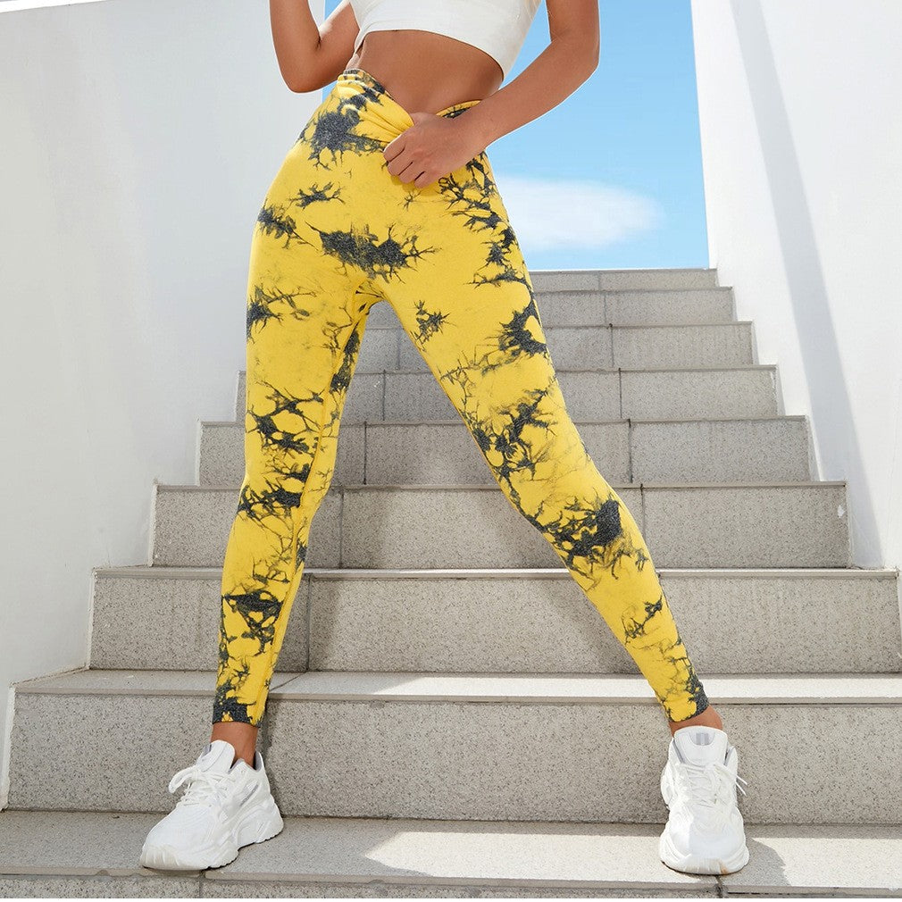 Tie Dye Seamless Ribbed Scrunch Butt Gym Leggings