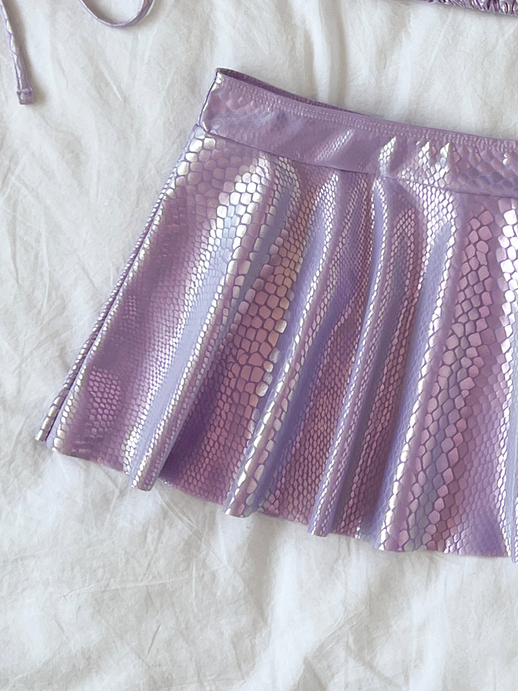 Iridescent Triangle Bikini With Flared Skirt - Purple - 6
