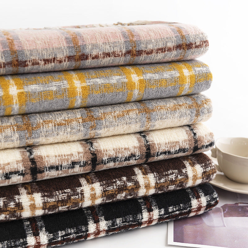 Brushed Check Fringed Winter Scarf - view 1