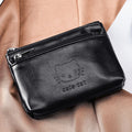 Two-Zip Mini Coin Purse With Cat Embossing - CBlack