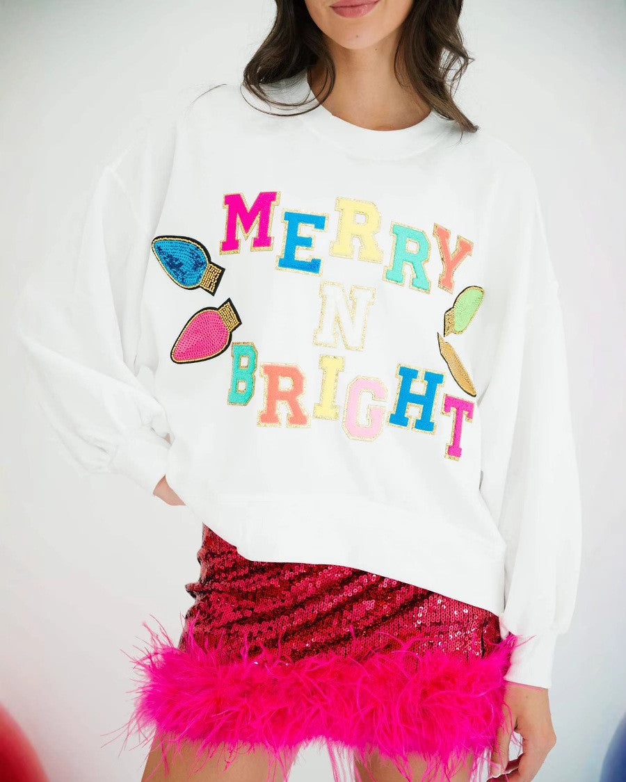 Christmas Lights Graphic Crewneck Sweatshirt - White - 1