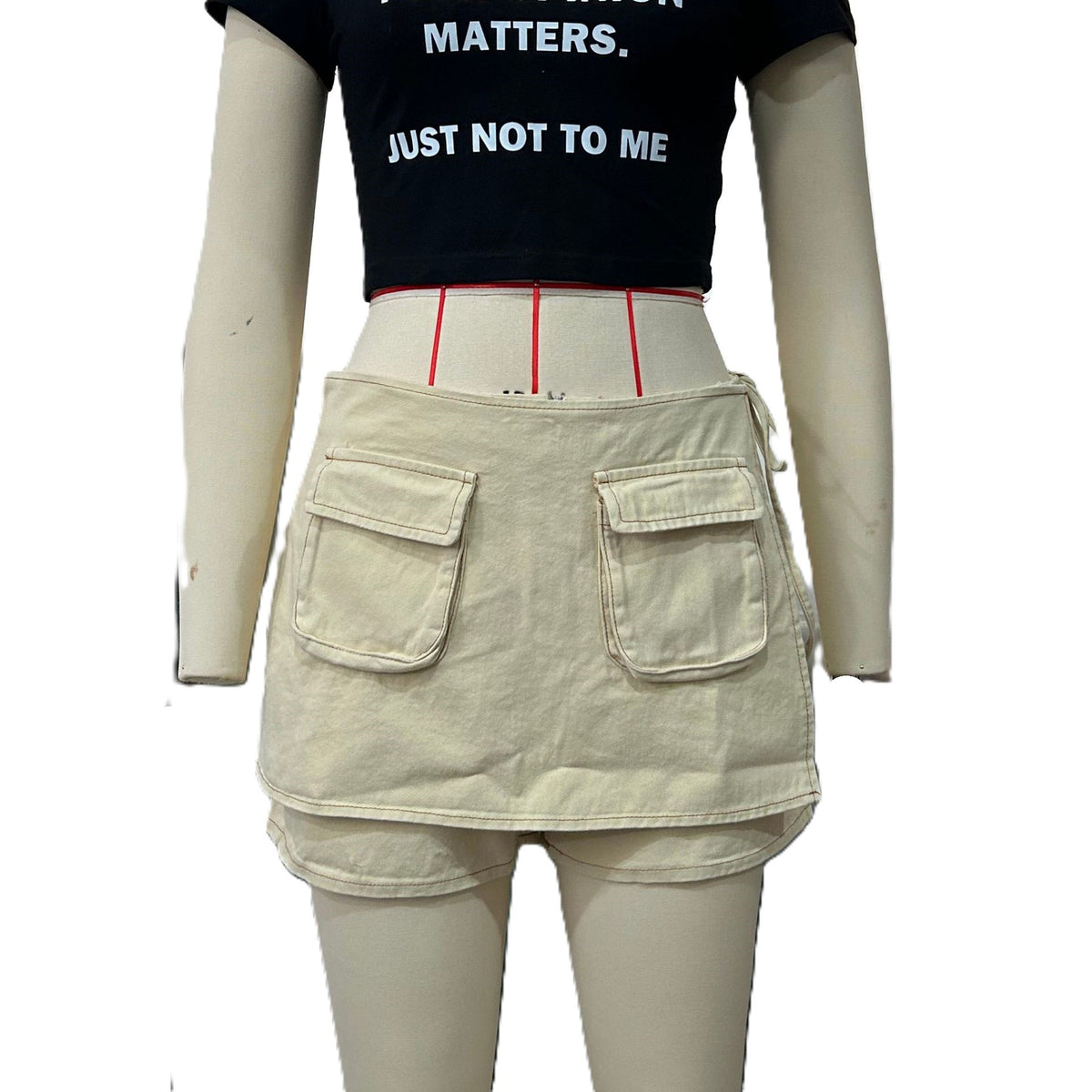 Patch Pocket Skirt Overlay Shorts - Apricot