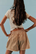 Striped Cotton Pull On Boxer Shorts - brown