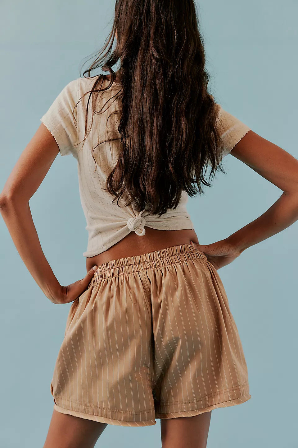 Striped Cotton Pull On Boxer Shorts - brown