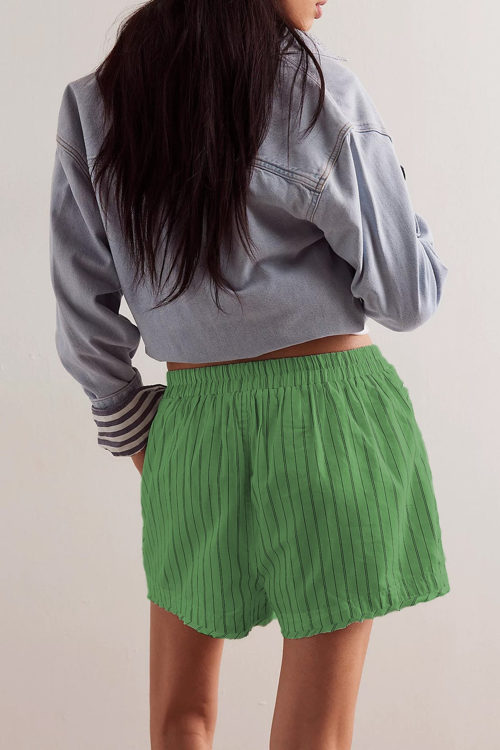 Striped Cotton Pull On Boxer Shorts - green - 3