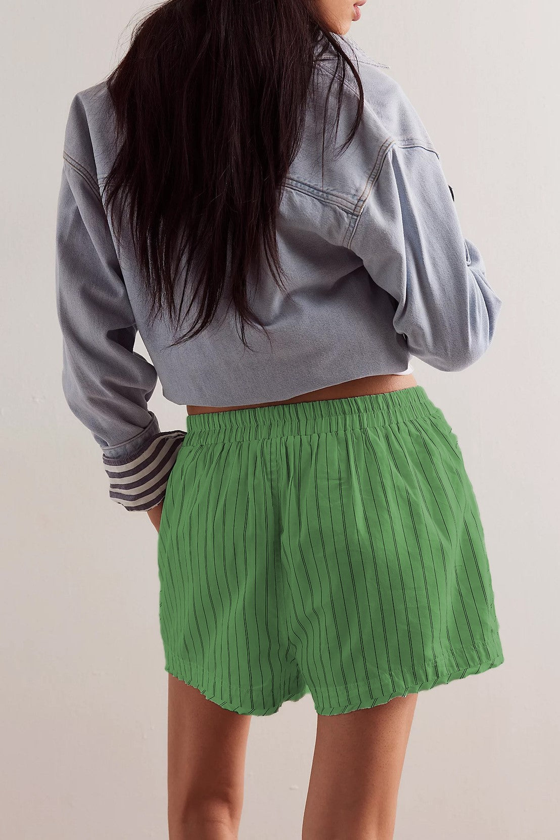 Striped Cotton Pull On Boxer Shorts - green - 3