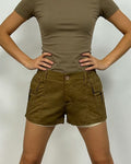 Low Rise Cargo Pocket Casual Shorts - Brown