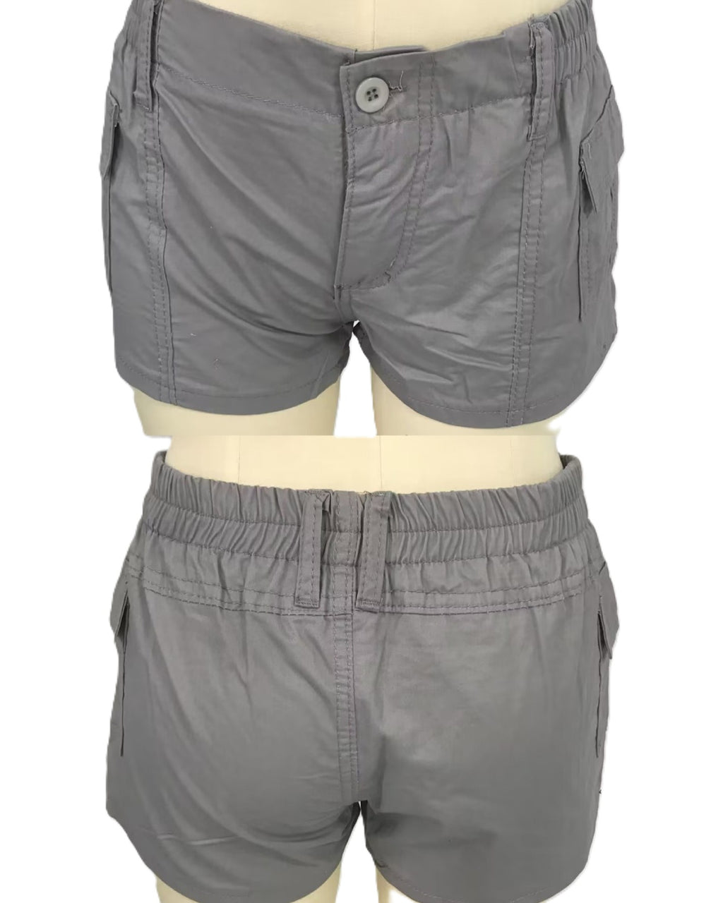 Low Rise Cargo Pocket Casual Shorts - Grey - 1
