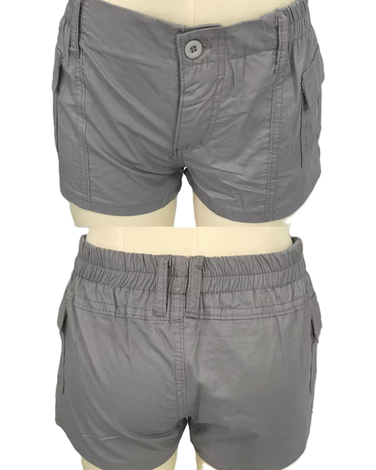 Low Rise Cargo Pocket Casual Shorts - Grey - 1