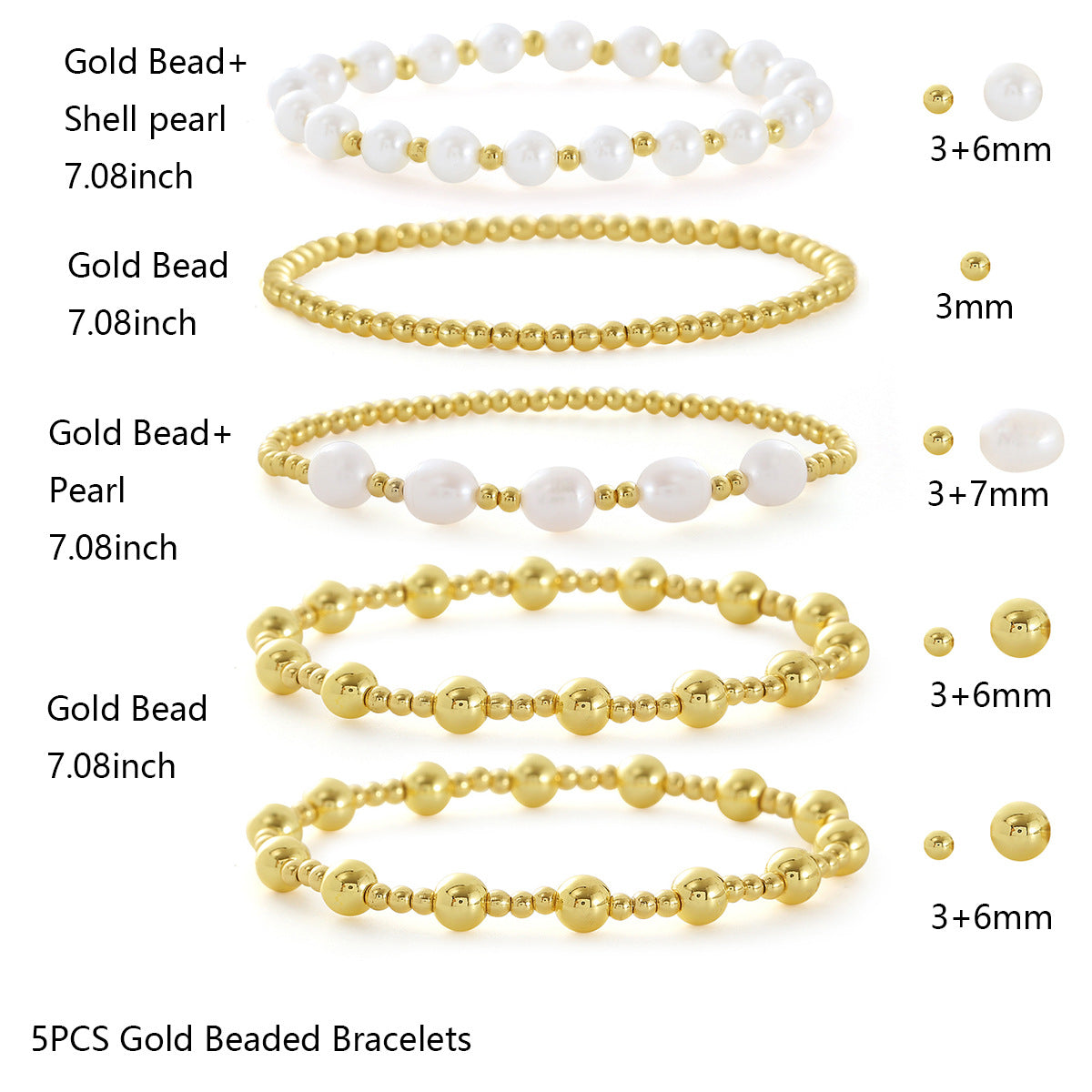 Beaded Stretch Bracelet Layering Set - SET