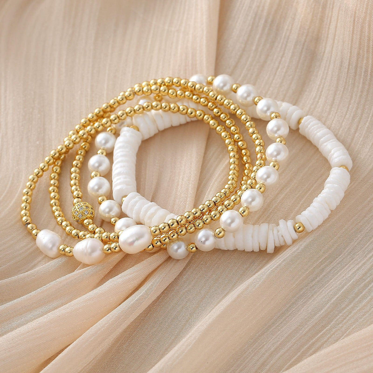 Beaded Stretch Bracelet Layering Set - view 1