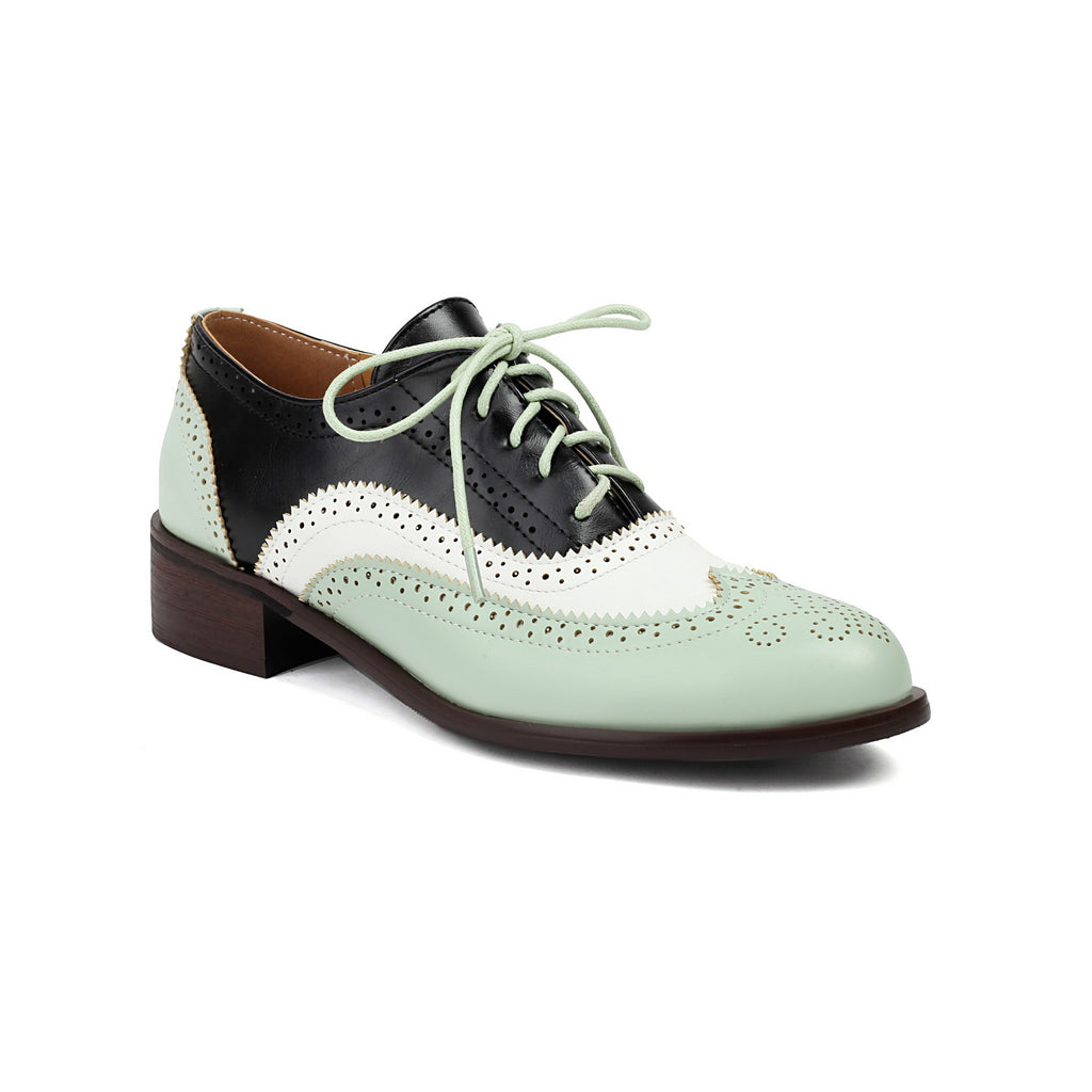 Two Tone Patent Wingtip Oxford Shoes