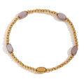 Glass Oval Bead Stretch Layering Bracelet - Brown