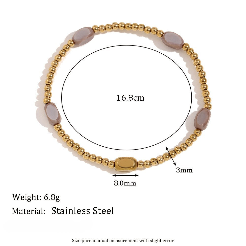 Glass Oval Bead Stretch Layering Bracelet - view 2