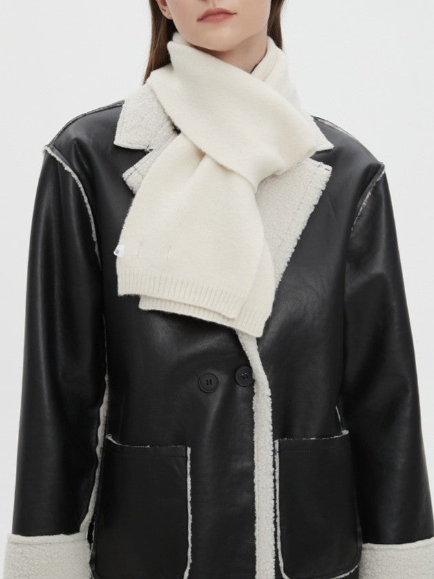Soft Knit Long Rectangle Winter Scarf - White