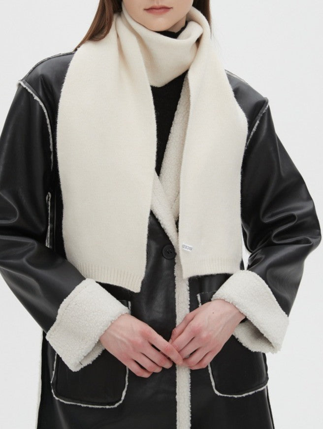 Soft Knit Long Rectangle Winter Scarf - White - 2