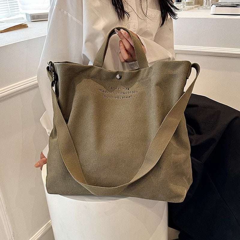 Slouchy Canvas Tote Bag with Crossbody Strap