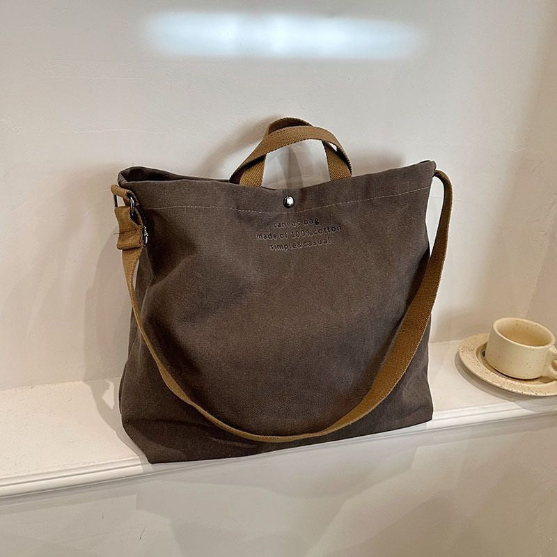 Slouchy Canvas Tote Bag with Crossbody Strap
