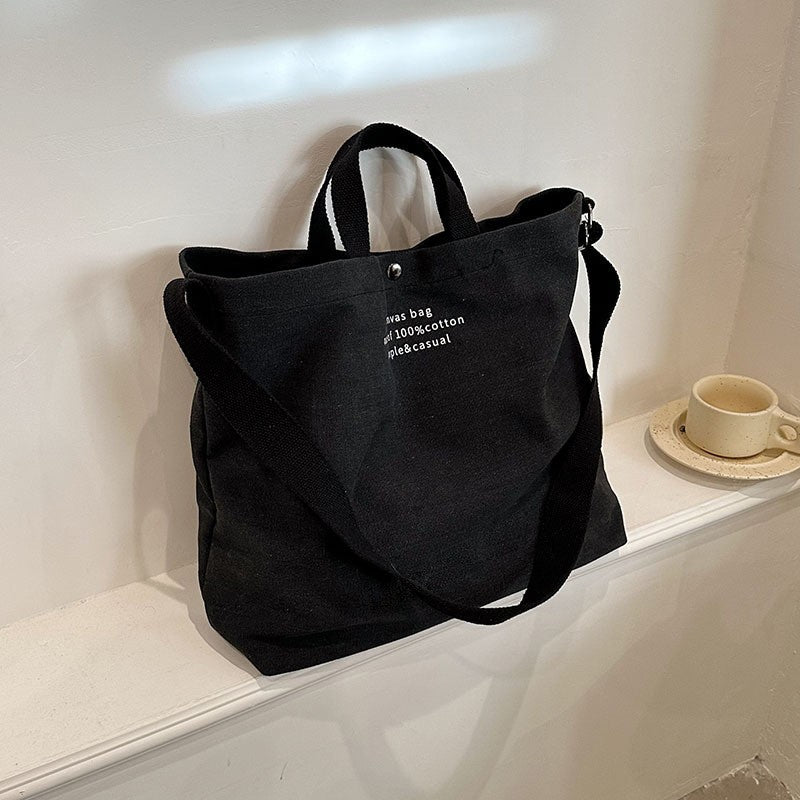 Slouchy Canvas Tote Bag with Crossbody Strap