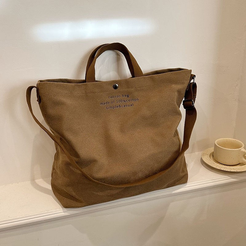 Slouchy Canvas Tote Bag with Crossbody Strap